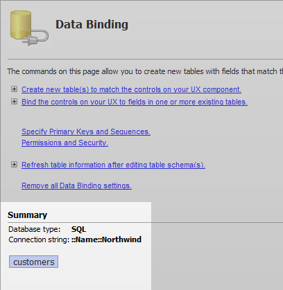 A summary showing a component with data binding